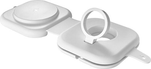 Best Buy essentials™ - 2-in-1 Magnetic Wireless Charging Pad for iPhone & Qi Compatible devices and Apple Watch charger holder - White