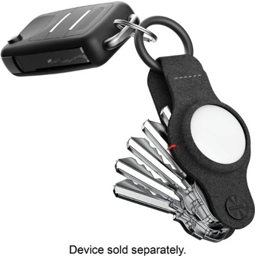 KeySmart - Air Compact Key Tracker and Holder For AirTag - Vegan Leather Black